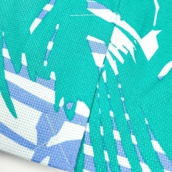 Loft Blue Green White Leaf Pattern Cotton Skirt Size 12 - Picture 3 of 12